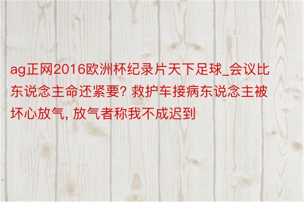 ag正网2016欧洲杯纪录片天下足球_会议比东说念主命还紧要? 救护车接病东说念主被坏心放气, 放气者称我不成迟到