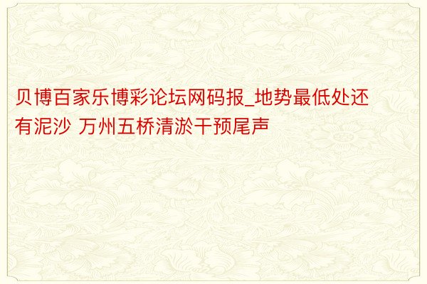 贝博百家乐博彩论坛网码报_地势最低处还有泥沙 万州五桥清淤干预尾声