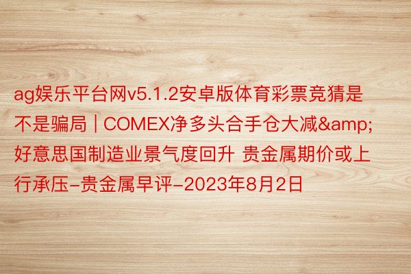 ag娱乐平台网v5.1.2安卓版体育彩票竞猜是不是骗局 | COMEX净多头合手仓大减&好意思国制造业景气度回升 贵金属期价或上行承压-贵金属早评-2023年8月2日