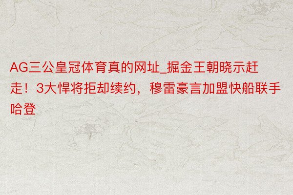 AG三公皇冠体育真的网址_掘金王朝晓示赶走！3大悍将拒却续约，穆雷豪言加盟快船联手哈登