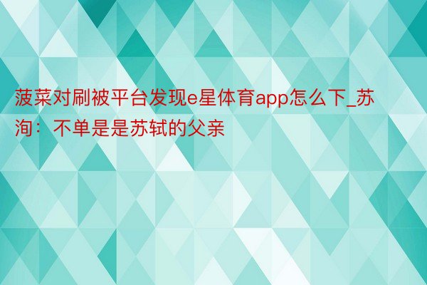 菠菜对刷被平台发现e星体育app怎么下_苏洵：不单是是苏轼的父亲