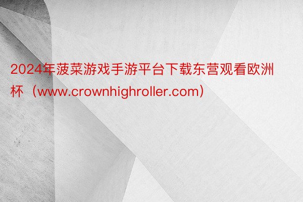 2024年菠菜游戏手游平台下载东营观看欧洲杯（www.crownhighroller.com）