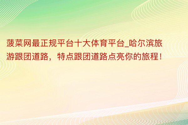 菠菜网最正规平台十大体育平台_哈尔滨旅游跟团道路，特点跟团道路点亮你的旅程！